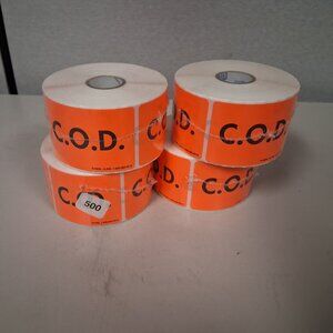 Lot of 4 Rolls C.O.D. Labels Uline S-5929 New 500 labels/roll